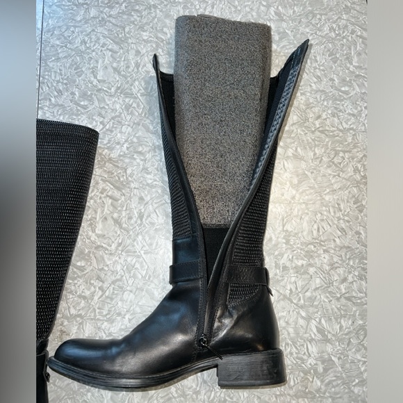 Aquatalia black knee high woven and leather, lug sole riding boots. Sz 7.5 - Picture 3 of 11